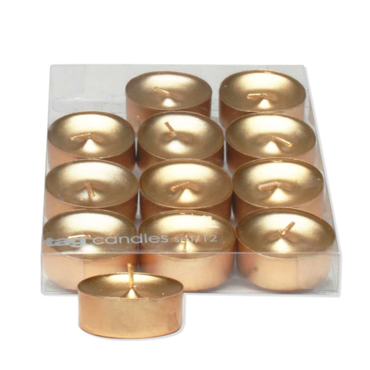 Shimmer Metallic Tealight Candles Set of 12 Gold Tea Lights for Christmas Decorative Candle Holders